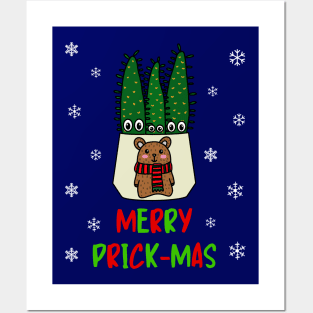 Merry Prick Mas - Eves Pin Cacti In Christmas Bear Pot Posters and Art